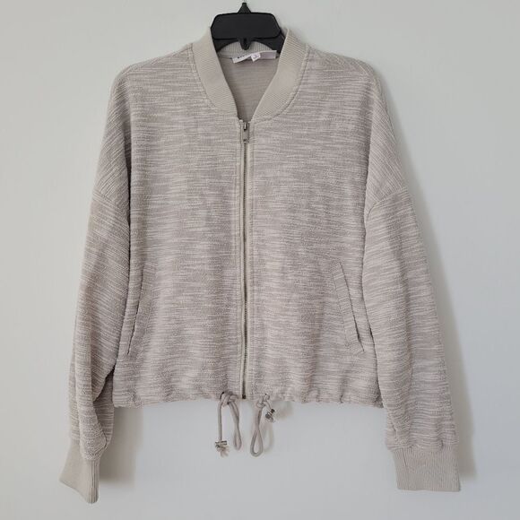 Steve Madden Yves  Textured Ribbed Trim Bomber Jacket - Picture 4 of 9